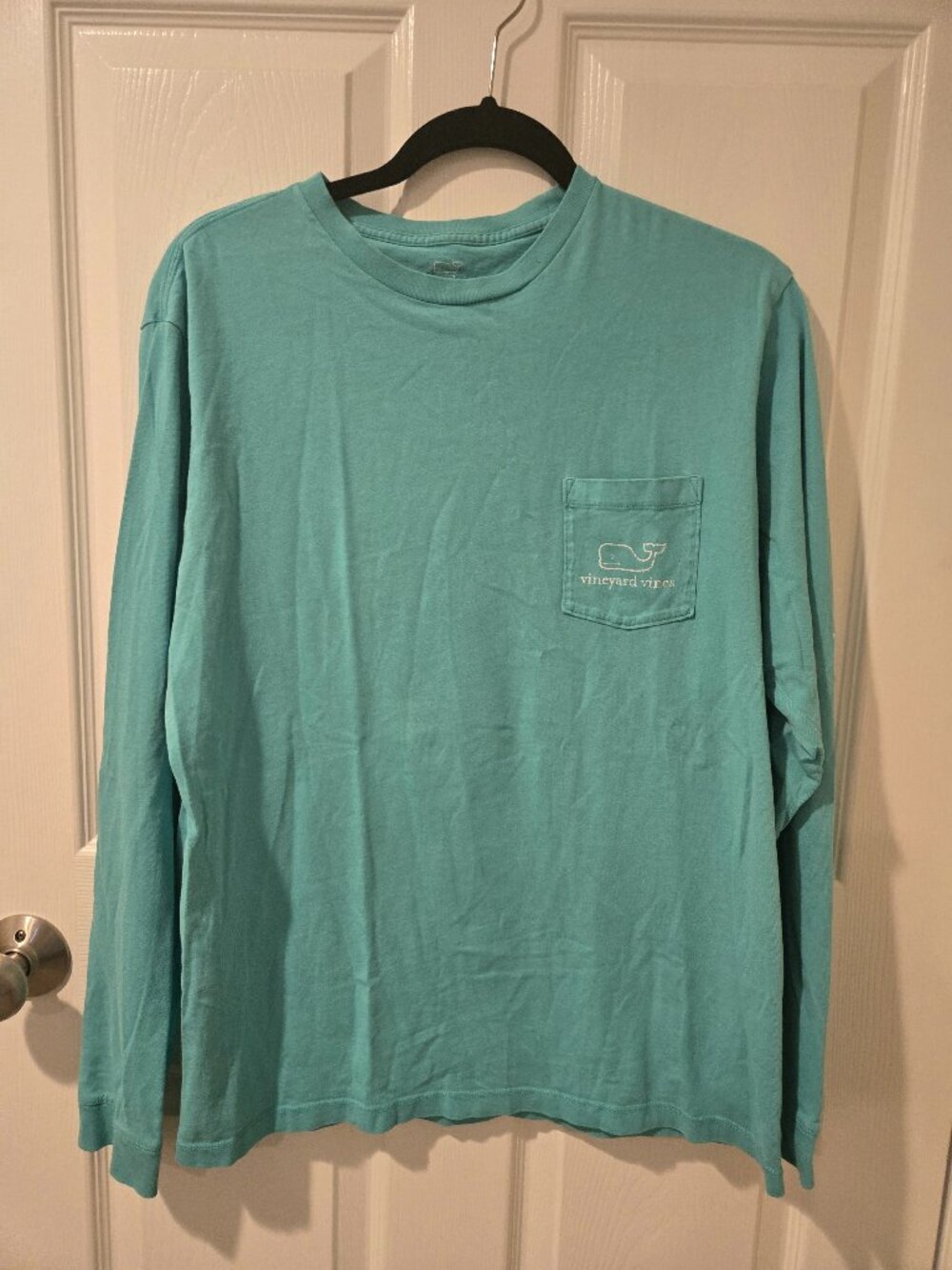 Vineyard Vines Whale Long Sleeved Pocket T-Shirt Mint Green M